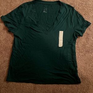 a new day Deep Green V-Neck Short Sleeve Tee